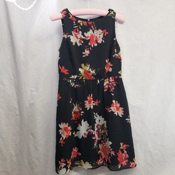 NWT Ann Taylor Loft Petite Black Floral Dress 2P - Picture 2 of 11